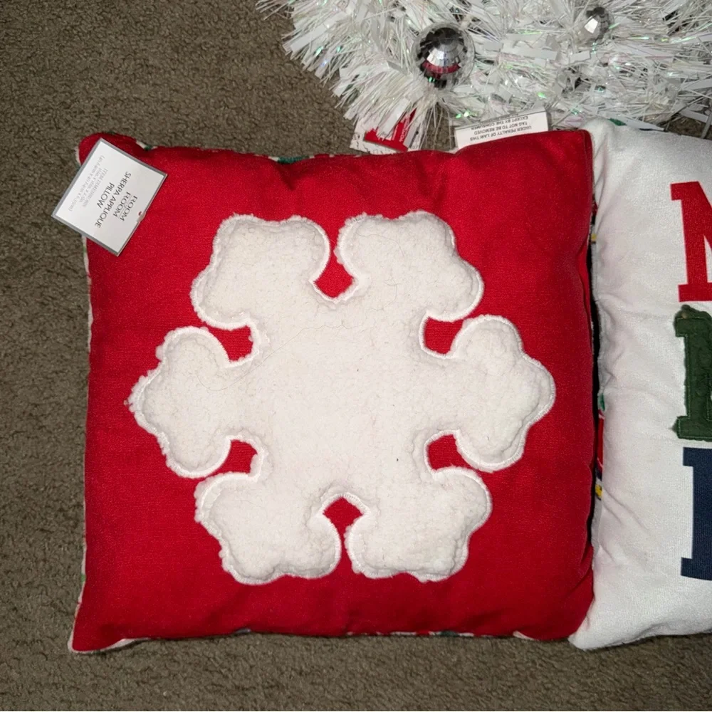 Festive Holiday Pillow and Wreath Set